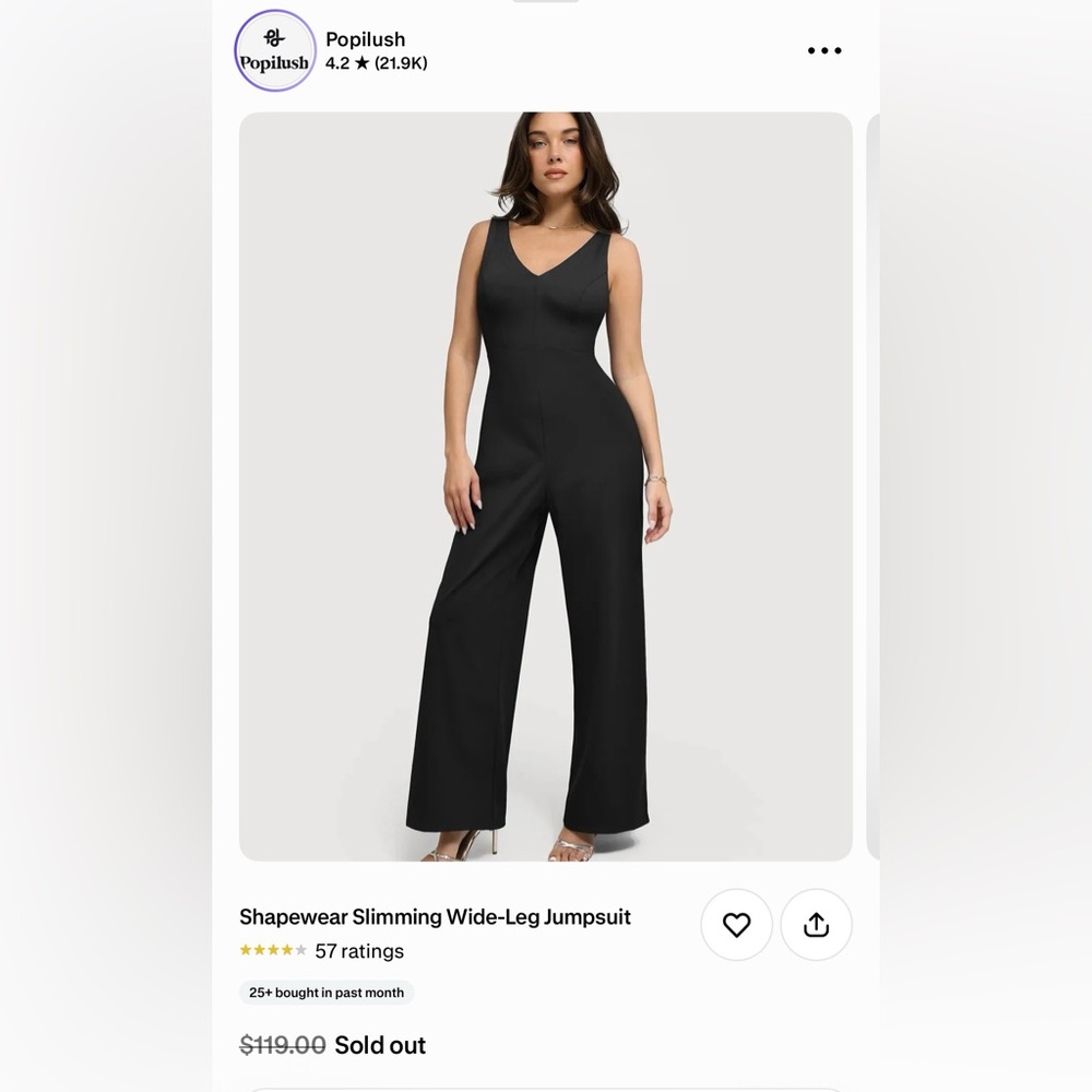 Popilush Black Wide-Leg Jumpsuit